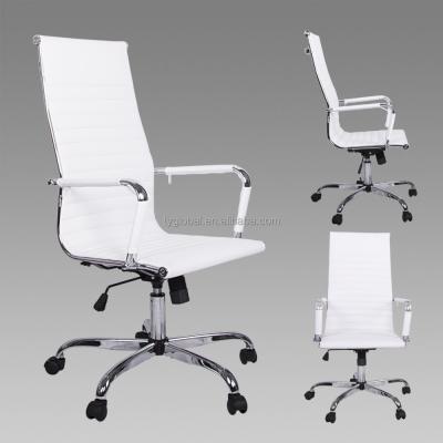 China Executive Meeting Chair PU Office Chair White Color Full Leather Visitor Chair for sale