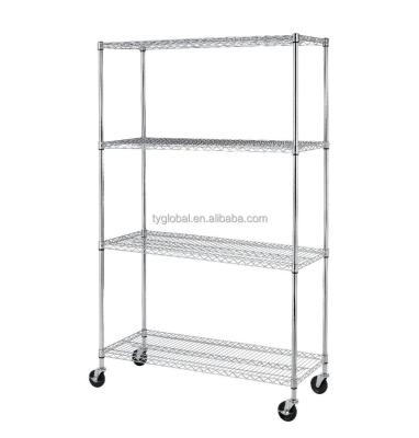 China Sustainable Wholesale 4 Layer Stainless Steel Wire Shelving Metal Grid for sale