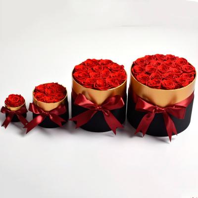 China 2022 Amazon Hot Sale Handmade Decor 6 Pcs Preserved Roses In Box Eternal Flower Rose In Round Box Valentine's Day for sale