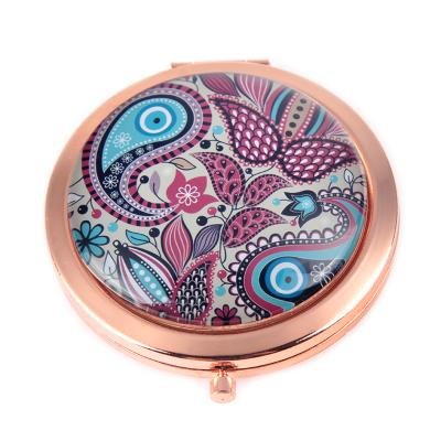 China Personalized High Quality Rose Gold Makeup Mirrors For Travel Stainless Steel Pocket Mirrors for sale