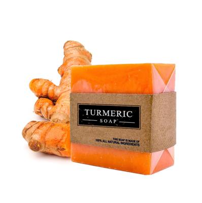 China Hot Selling Handmade Private Label Face Skin Lightening Turmeric Base Cleansing Whitening Soap for sale