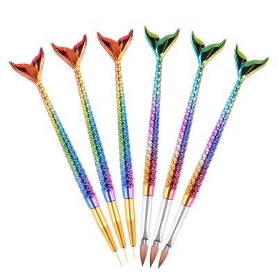 China Beauty New Arrive Colorful Painting Nail Acrylic Coating Brush For Nail Salons DIY Professional Nail Art Brush Mermaid for sale