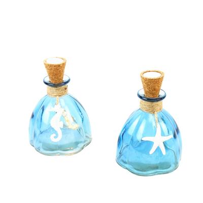 China Europe Ocean Style Blue Glass Bottle With LED String Light for sale