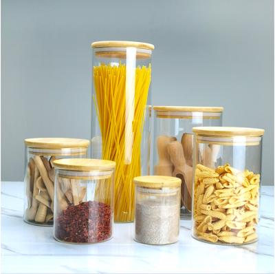 China Freshness Preservation Supplier Glass Wide Mouth Storage Jars Containers Kitchen Glass Canisters With Bamboo Lid for sale