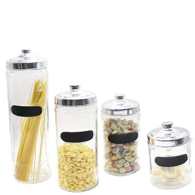 China Freshness Preservation Wholesale Kitchen Storage Glass Jar With Lid Glass Canister Set for sale