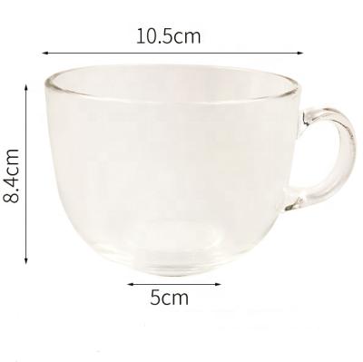 China 16oz Wide Mouth Glass Stocked Coffee Mug With Handle For Milk for sale