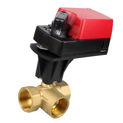 China With DN32 3 Way Electric Actuator Rotary Actuator Ball Valve Water Pressure Damper Electric Motor Control Valve With 6Nm Actuator Damper for sale