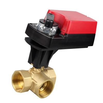 China With DN40 3 Way Water Ball Valve Electric Motor Control Damper Pressure Damper Electric Actuator Rotary Control Valve With Damper 8Nm Actuator for sale