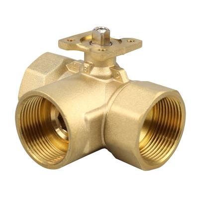 China Box With 6Nm Damper Actuator DN32 3 Way PN20 Electric Water Valve Motorized Brass Ball Valve for sale