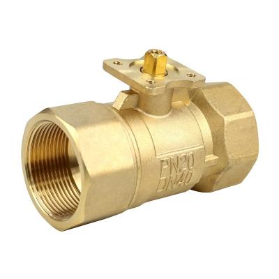 China Box With 8Nm Damper DN40 HVAC PN20 Water System Two Way Electric Valve Control Brass Ball Valve for sale