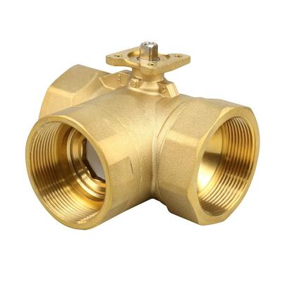 China Box With 8Nm Damper Actuator DN50 3 Way PN20 Electric Water Valve Motorized Brass Ball Valve With Good Quality for sale