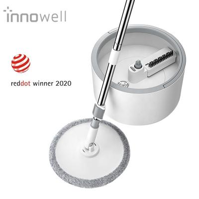 China Innowell Easy Spin Sustainable Clear Water And Dirty Single Bucket Water Mop Spin Cleaning Floor Mops Household Tools for sale