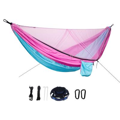 China Adult lightweight demountable easy setup parachute camping hammock nylon tent with mosquito net for sale