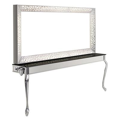 China Contemporary Double Seat Salon Hairdressing Mirror With LED Light Suitable For Hair Salon for sale