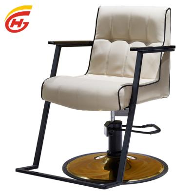 China Contemporary light weight and concise leather barber chair PU leather customizable color, medium pump supporting 200KG for sale