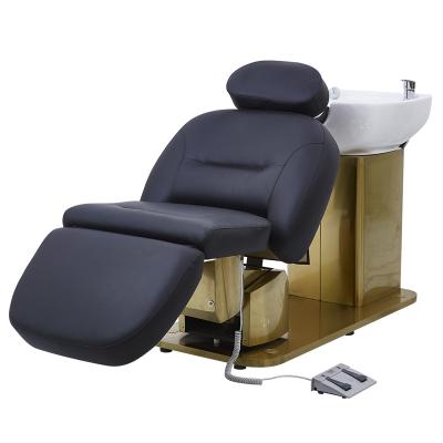 China Contemporary barber shop electric shampoo bed can lift and rotate multifunctional scalp care shampoo chair for sale