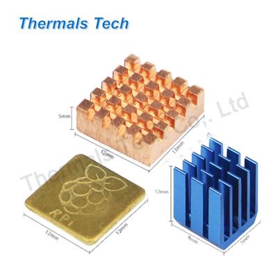 China Blue Raspberry Pi 9*7*12 mm Aluminum And Cooper Heat Sink For Embedded Computer Raspberry Pi 2 3 4 B+ for sale