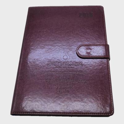 China Printed Customizable Embossed Leather Notebook PU A5 Journals Planner with Pen Holder for sale