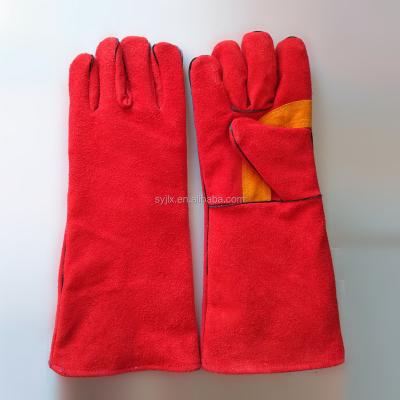 China Breathable High Quality Long Cuff Split Leather Welder Gloves for sale