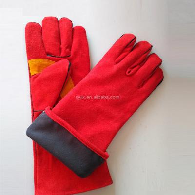 China Welding Equipment Protective Cow Split Leather Fire Resistant Gloves for sale