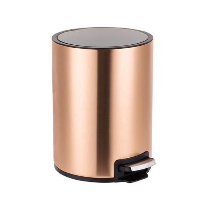 China 8L Foot Pedal Trash Can Hotel Office Trash Can Kitchen Stainless Steel Soft Narrow Garbage Trash Stored for sale