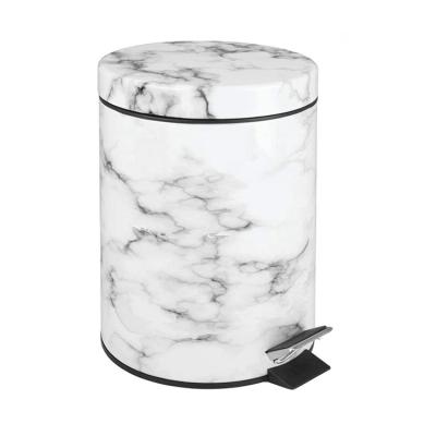 China Stocked Marbled Printing Kitchen Waste Bin Waste Bin Stainless Steel Small Waste Bin for sale