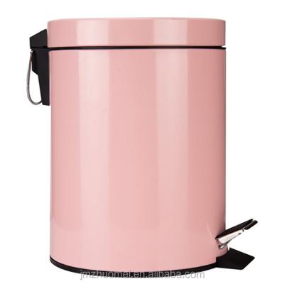 China Stocked Printing Pedal Bin Orange Color Stainless Steel Trash Can Foot Pedal Bin for sale