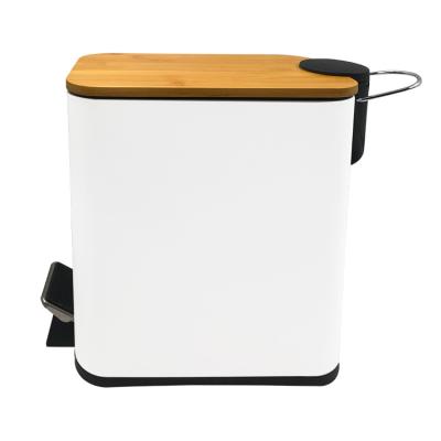 China Stored Public Rectangle Shape Garbage Bin Metal 6L Trash Step Bin for sale