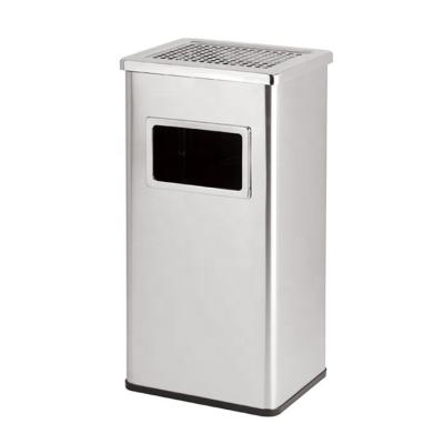 China Rolling Type Rectangular Ashtray Trash Can Stainless Steel Cigarette Mirror Waste Bins Metal Ashtray Cover Trash Can for sale