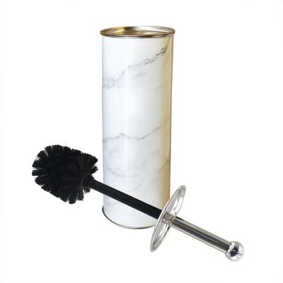 China Modern White Marble Wall Mounted Round Stainless Steel Metal Toilet Brush Holder Set With Holder for sale