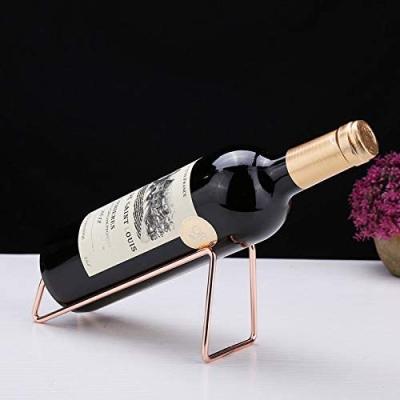 China Simple Modern Wine Rack Metal Wine Rack Holder Display For Home Living Room Rose Gold Wine Rack for sale