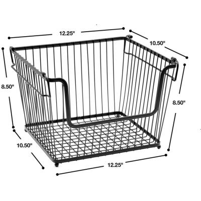 China Modern Organizer Tray Basket With Handles Metal Storage Wire Cabinets Bedrooms Sideboards for sale