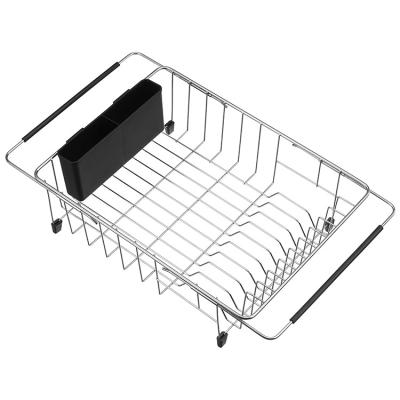 China Art Decor Chrome Color Dish Rack Kitchen Sink Dish Dish Drainer Metal Drying Rack for sale