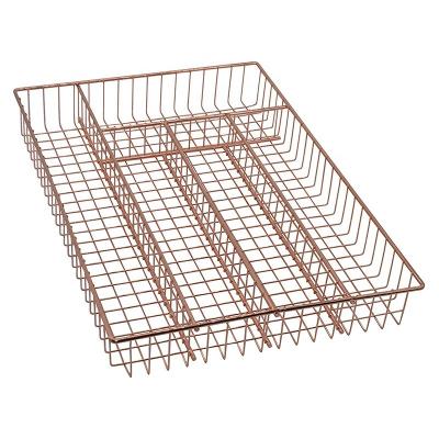 China Kitchenroom Small Iron Metal Wire Dish Rack Kitchen Satin Nickel Rose Gold Soup Spoon Grid Dish Rack Organizer for sale