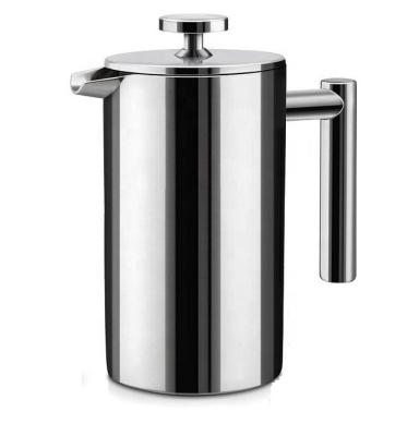 China WITH LID Double Wall French Press 350ml 800ml 1000ml 304 Stainless Steel Coffee Maker Mirror French Press Maker for sale