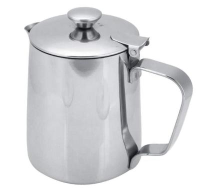 China WITH LID Stainless Steel Milk Frothing Pitcher Cappuccino Jug Espresso Cup Creamer Pouring Cup With Lid for sale