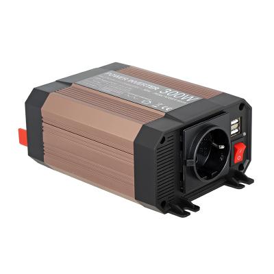 China Modified sine wave 12v 24v to 110v 220v power small size 300w 15cm*11cm*6.88cm inverter for sale