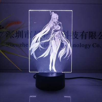 China Ningguang Custom Made Valentines Day USB Touch Base 3d Acrylic Illusion Lamp Eco-Friendly Gifts for sale