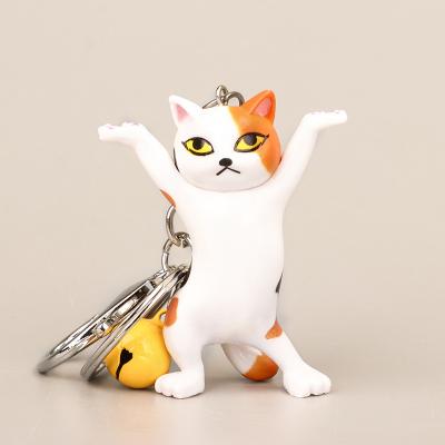 China Wholesale Souvenir Ladies Bag Curvy Cartoon 3D Cat Keychain Cute Dancing Kitten Key Pendant Chain for sale