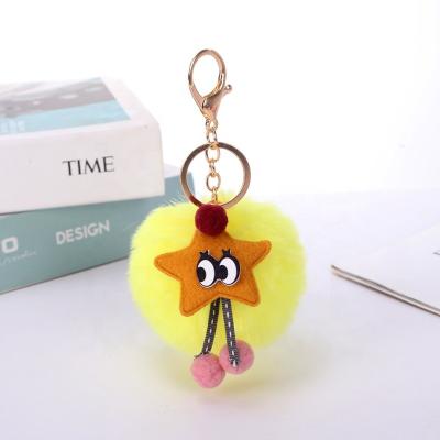 China Wholesale One Way Colorful Fur Ball Puff Chain Pom Pom Key Plush Promotion Gift Key Chain Fashion Key Chain Accessories for sale