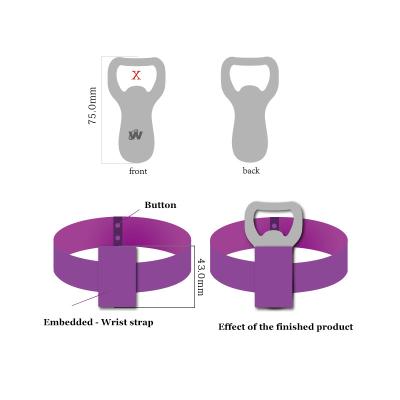 China Sustainable wristband bottle openers that need to be functional and comfortable for busy waiters with good branding area on the band for sale