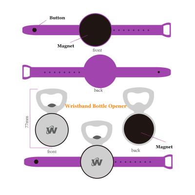 China Custom designed functional one way wristband viable bottle opener that attaches (assembers) to wristband for waiters for sale