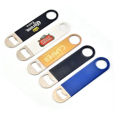 China Viable Manufacturers Customize High Quality Double-hole Dish Bottle Opener Stainless Steel Straight Beer Bottle Opener for sale