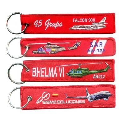 China Promotion Gift Airplanes Embroidered Keyring Tag Pilot Airplane Aviation Key Chain Cloth Double One Way Logo Embroidery Key Chains for sale