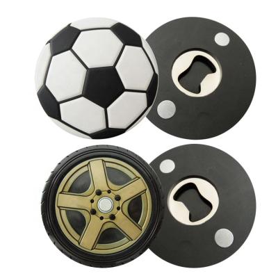 China Viable Sports Souvenir Round Viable Rectangle Soccer Ball Basketball Bottle Opener Fridge Magnet Aluminum Alloy Custom Die Casting for sale