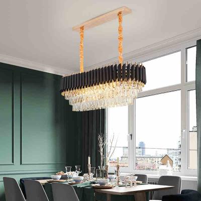 China Contemporary cheap modern black k9 gold crystal chandelier pendant light led ceiling lamparas hanging lamp for sale