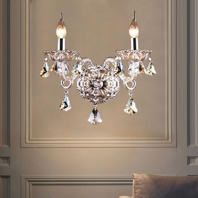 China Modern European FILLUX Candle Style Living Room Lamp Double Head Crystal Wall Lighting Bedroom Indoor Bedside Lamp for sale