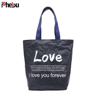 China Custom Goods Environmentally Friendly Brown Washable Reusable Waterproof Tote Paper Tyvek Shopping Bag for sale