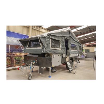 China Custom Travel Trailer New Design Camper Motorhome Trailer House RV On Road Motorhomes Tent Room for sale