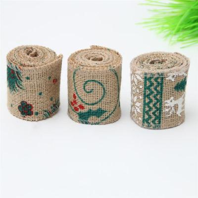 China Sustainable Natural Burlap Ribbon Jute Ribbon Printing Ribbon For Decoration for sale